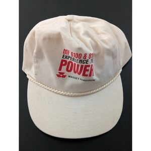 Vintage Massey Ferguson Hat Strapback Creme Ivory Vintage Trucker OSFM
